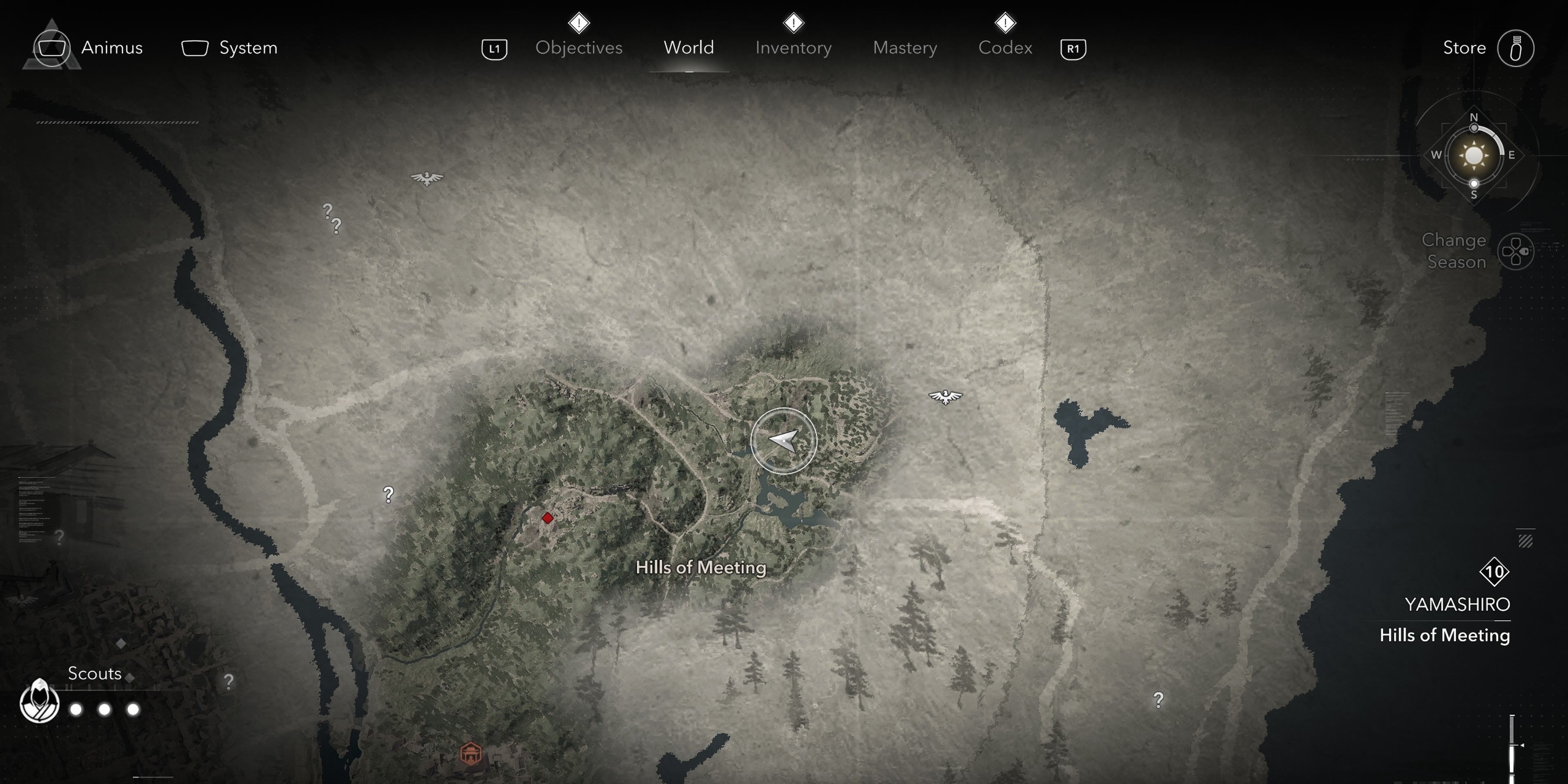 Map location of Hills of Meeting Jizo Statue in Assassin's Creed Shadows