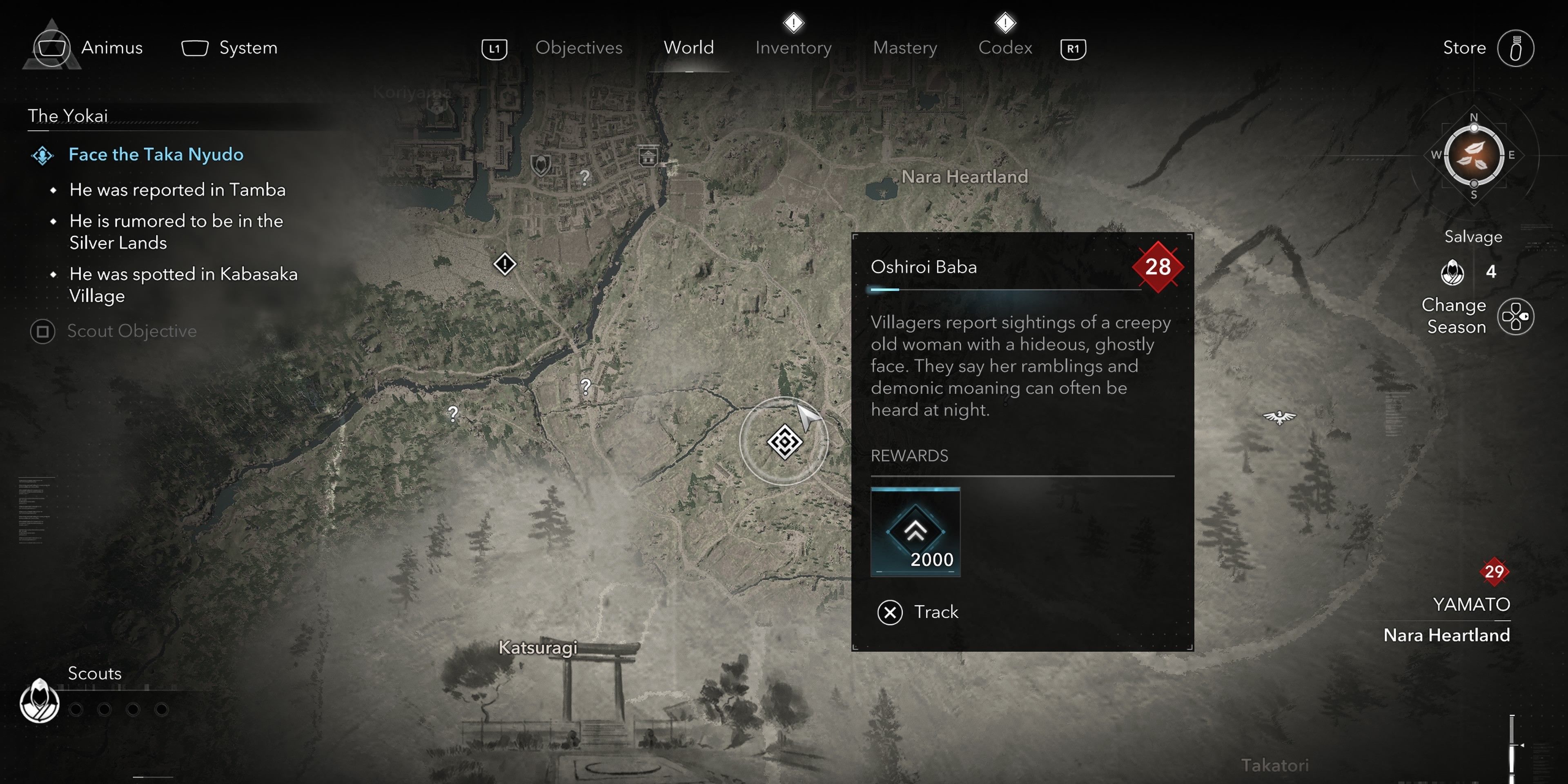 Oshiroi Baba map location in AC Shadows