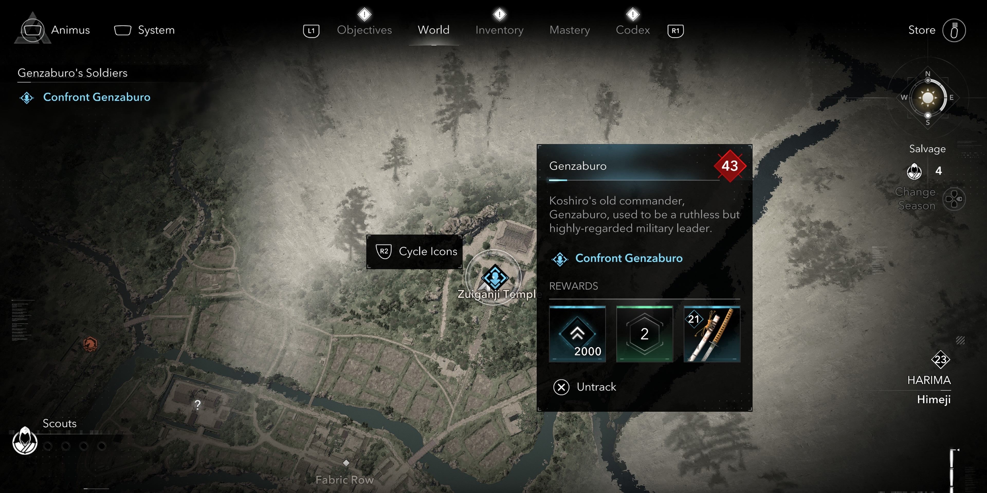Genzaburo map location in AC Shadows