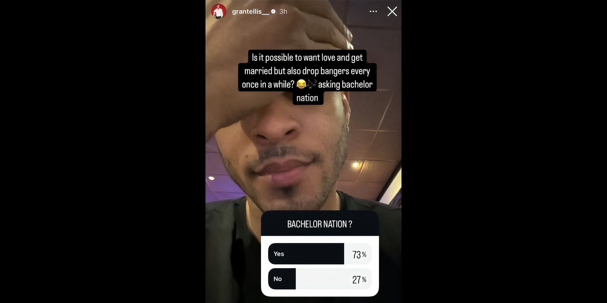 The Bachelor Season 29 Star Grant Ellis Instagram Story Screenshot About Music Career