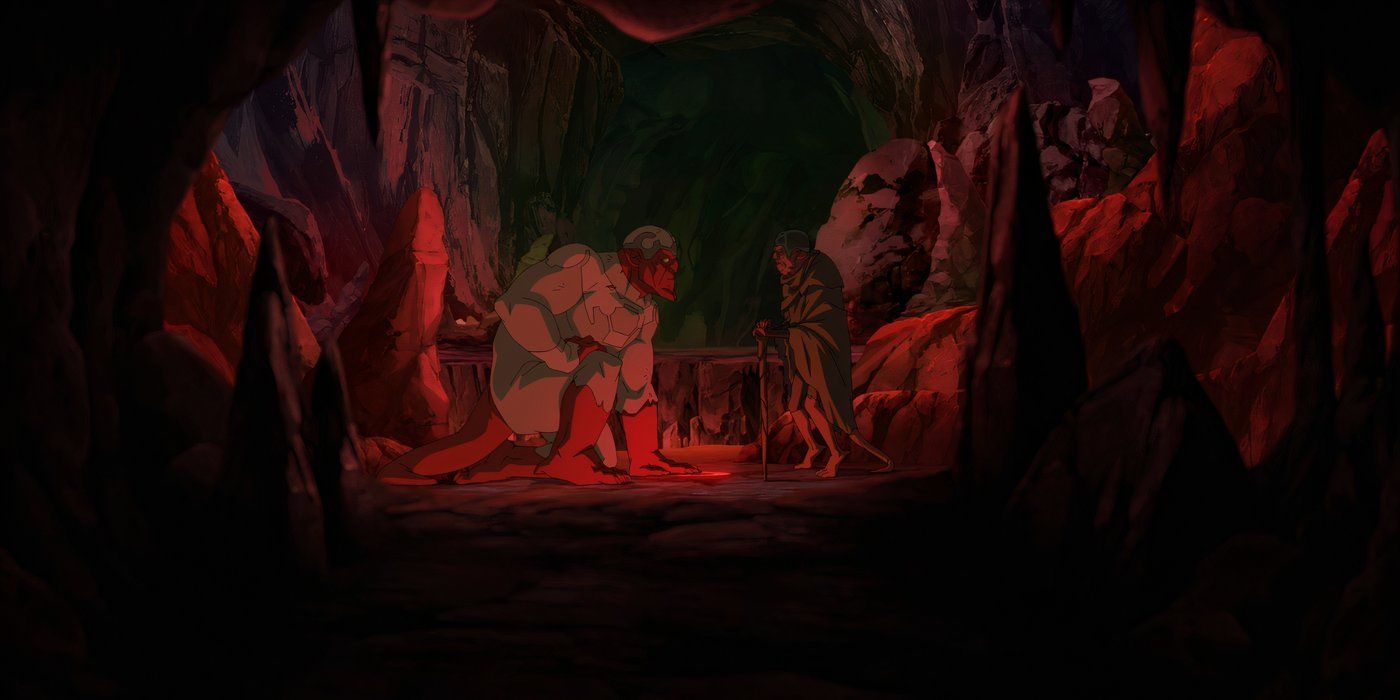 Damien Darkblood and the demon looking at each other in Invincible season 3 episode 8