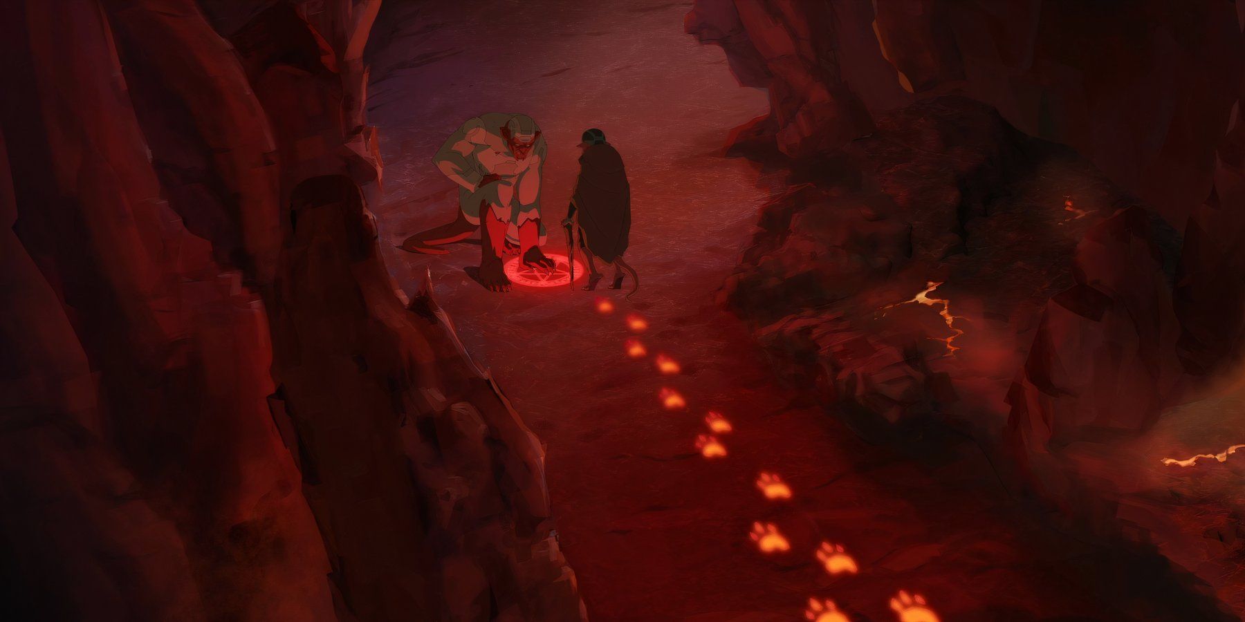 Damien Darkblood kneeling before another demon in Invincible season 3 episode 8