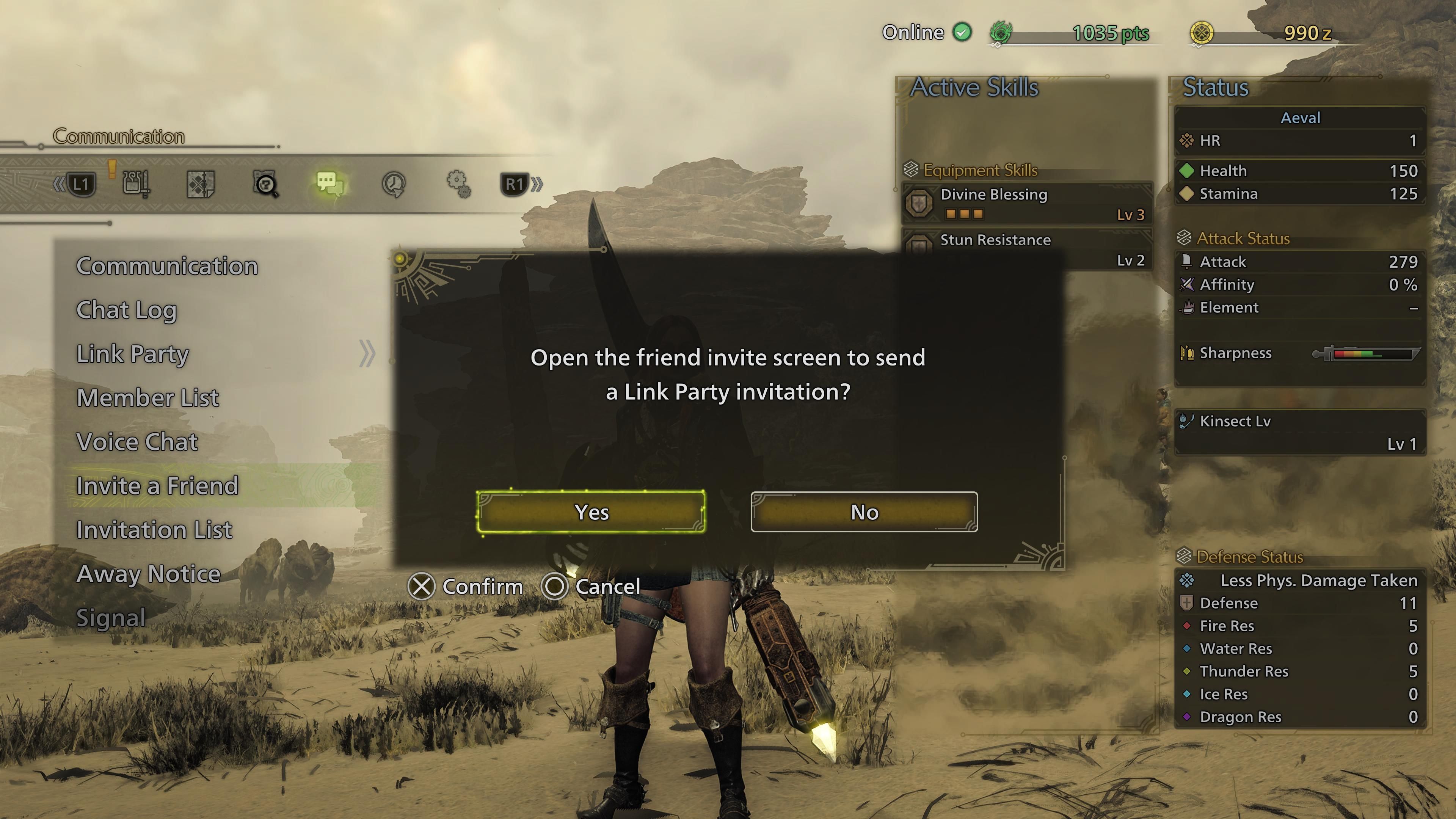 Invite a friend to a Link Party in Monster Hunter Wilds