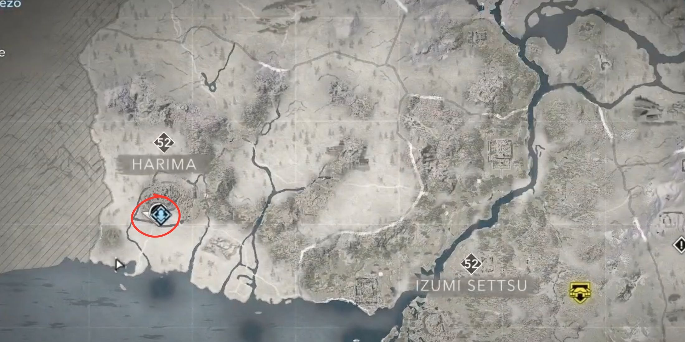 The location for Itakura Shigezo is shown on the map in AC Shadows.