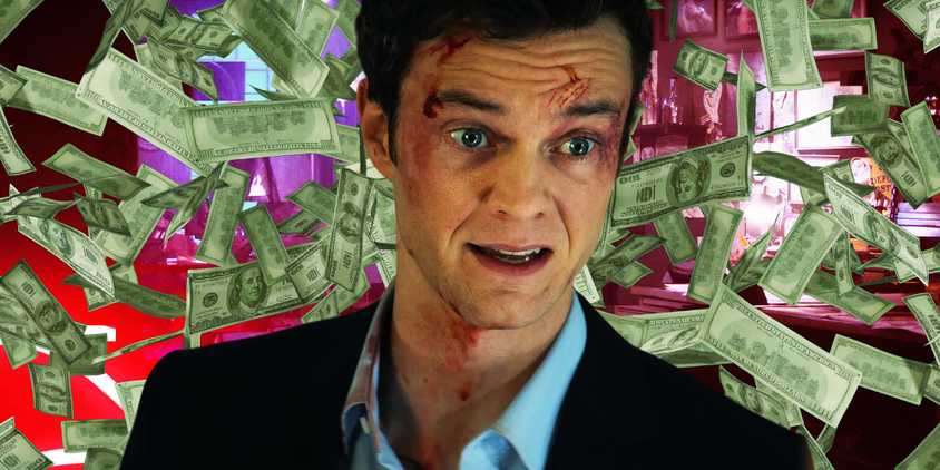 Jack Quaid as Nathan Caine surrounded by money in Novocaine custom image