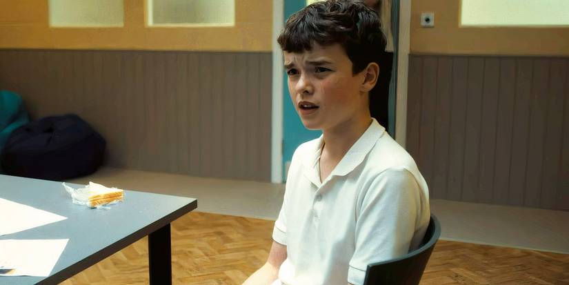Jamie is getting upset while being interviewed in Adolescence