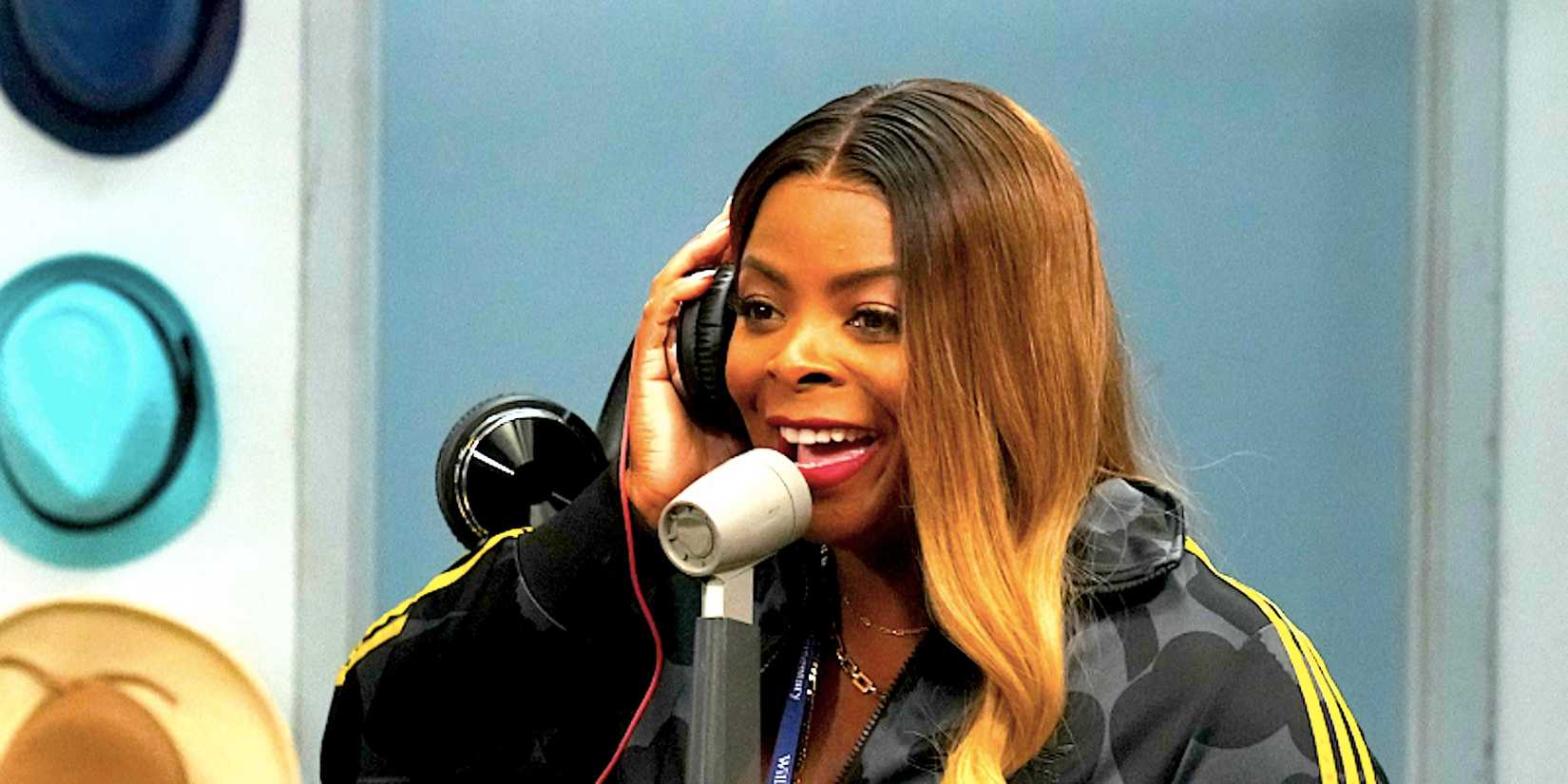 Janelle James' Ava DJs over the intercom in her office from Abbott Elementary