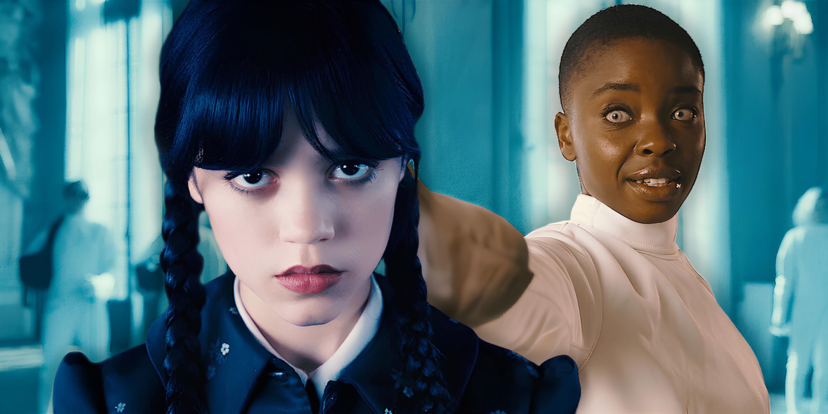 Jenna Ortega as Wednesday and Bianca in Wednesday