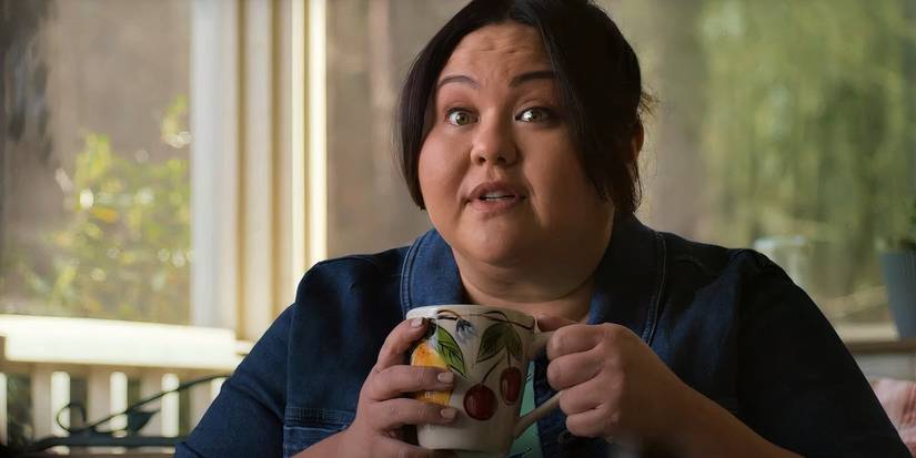 Jolene Purdy drinking coffee in The Bondsman