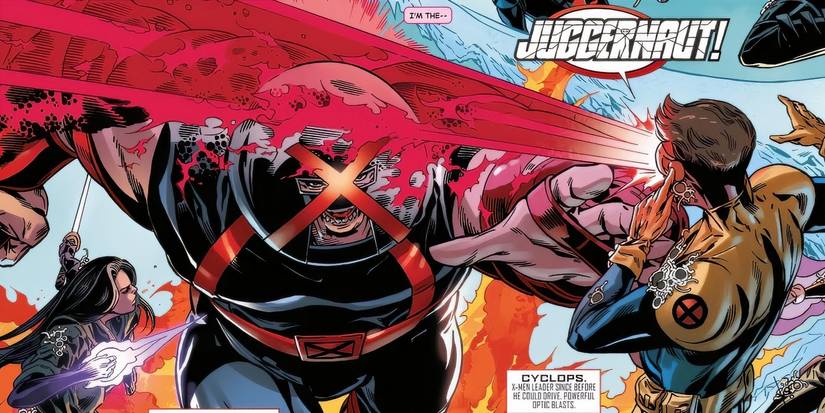 The Juggernaut fighting the X-Men.