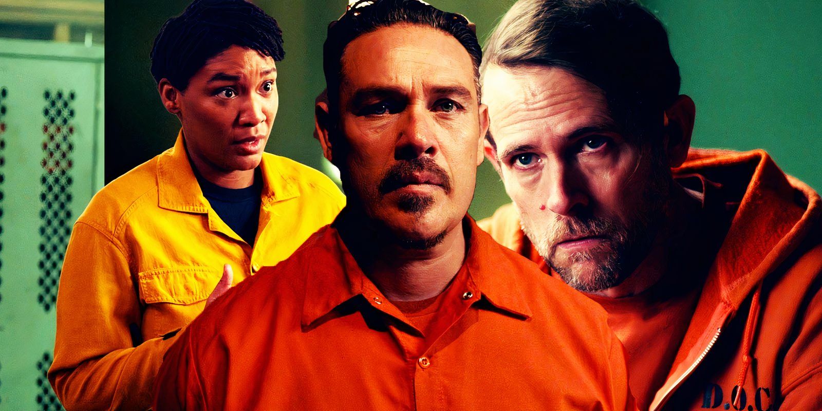 Jules Latimer as Eve, Kevin Alejandro as Manny and Jeff Gladstone as Birch in Fire Country season 3 episode 13