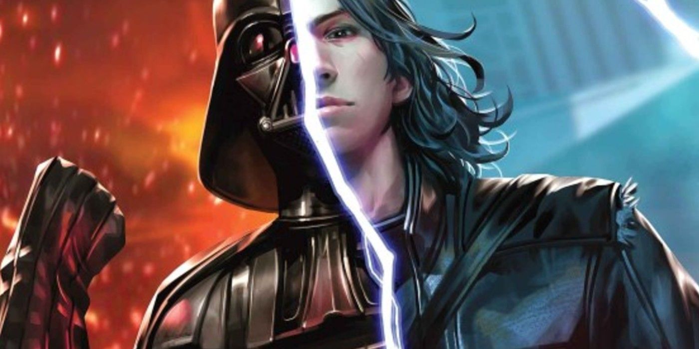 Kylo Ren and Darth Vader as two halves