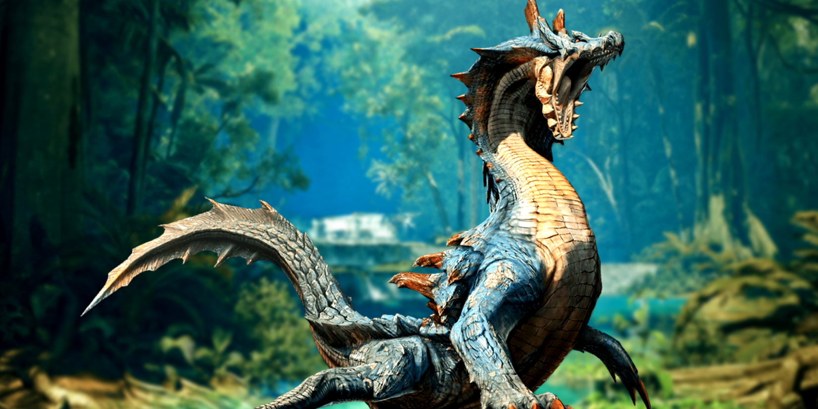 Lagiacrus's Monster Hunter Tri Model in front of a Scarlet Forest background. 