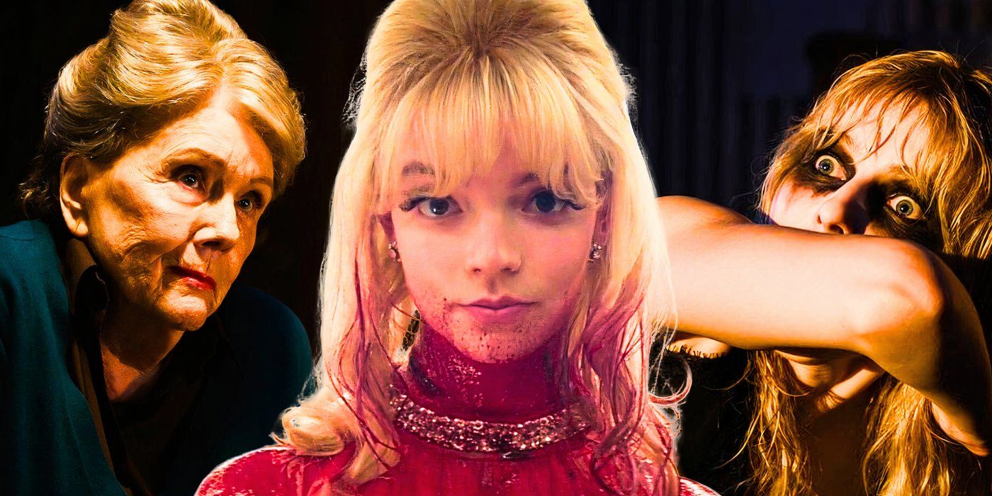 A colalge image of Diana Rigg, Anya Taylor-Joy, and Thomasin McKenzie in Last Night In Soho - created by Tom Russell