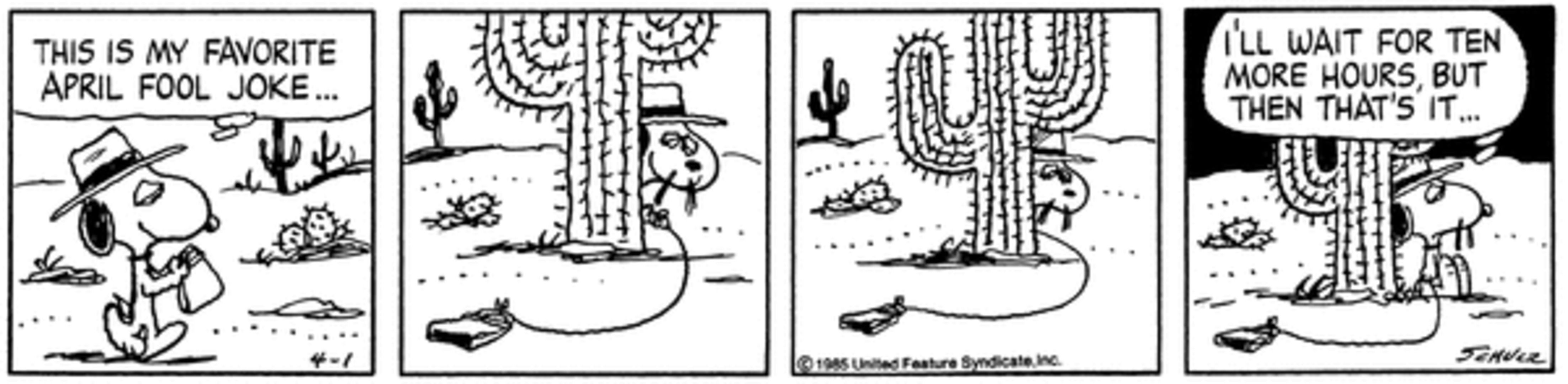 Spike pulling a prank hiding behind a cactus.