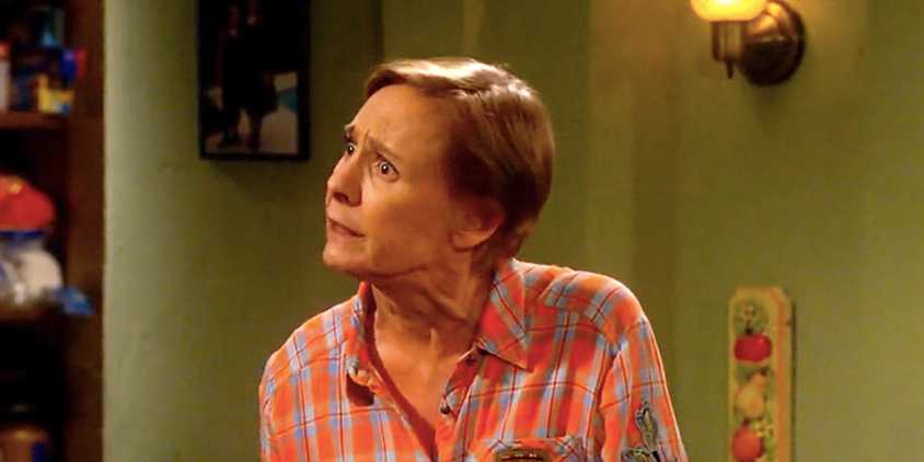 Laurie Metcalf's Jackie looking worried in The Conners season 7 episode 1