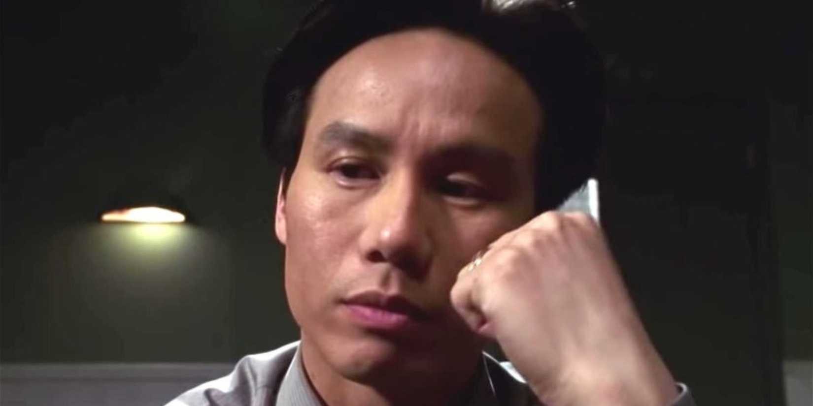 Law & Order SVU Huang siting and looking sad