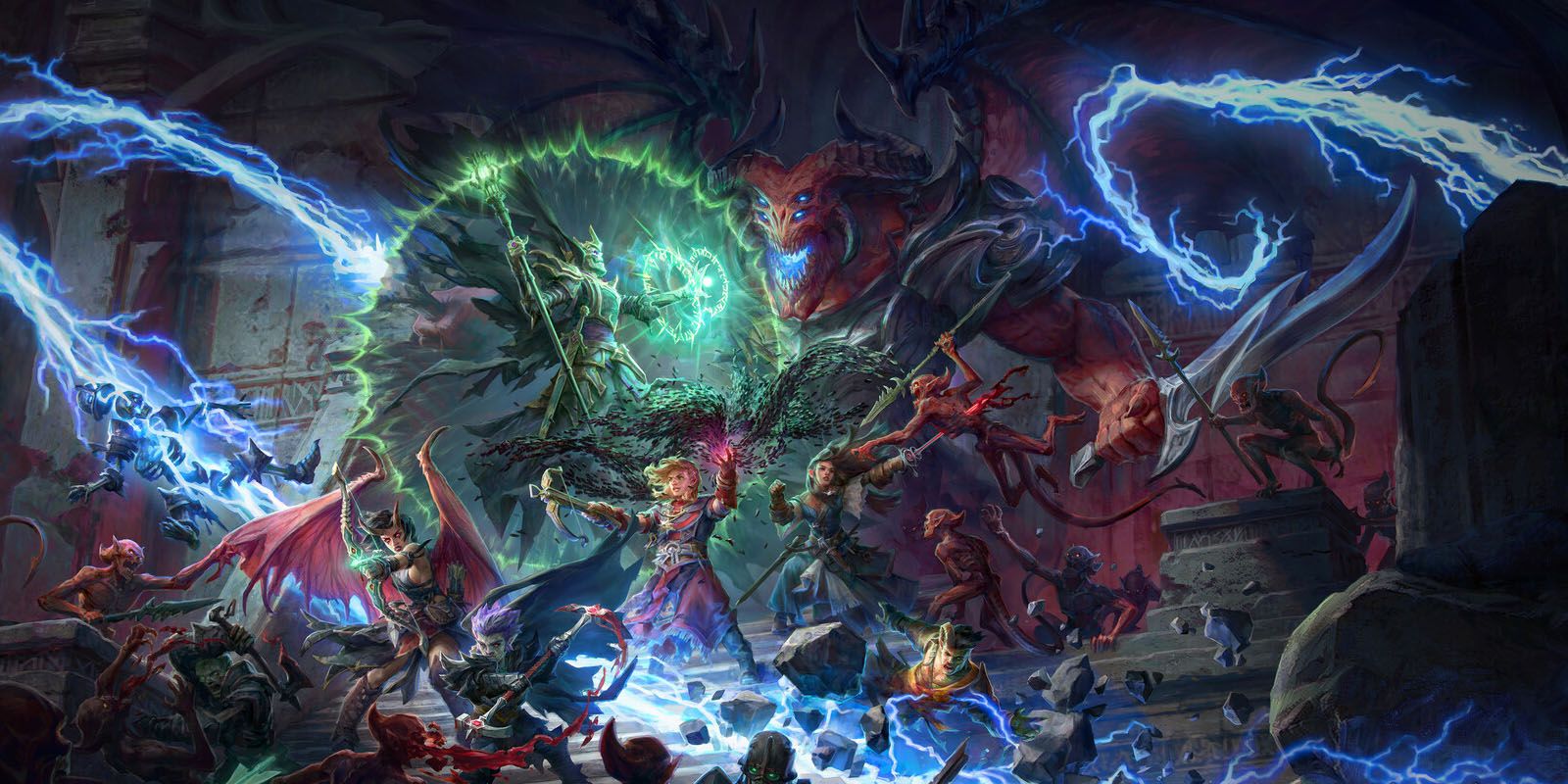 Party fighting a dragon in Pathfinder Wrath of the Righteous