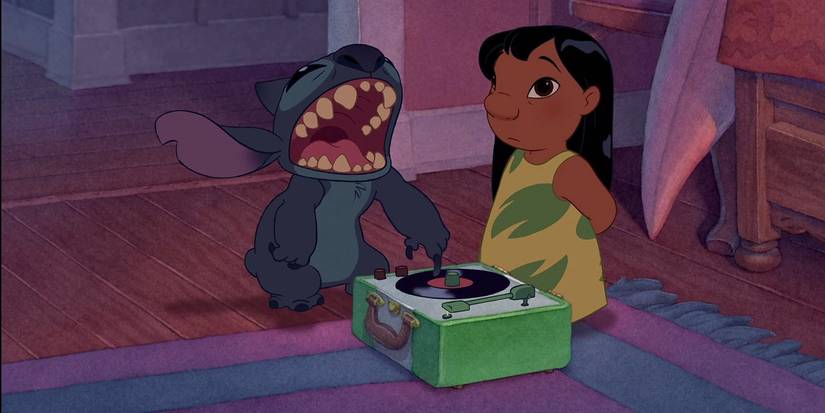 Lilo uses Stitch as a record player in Lilo and Stitch