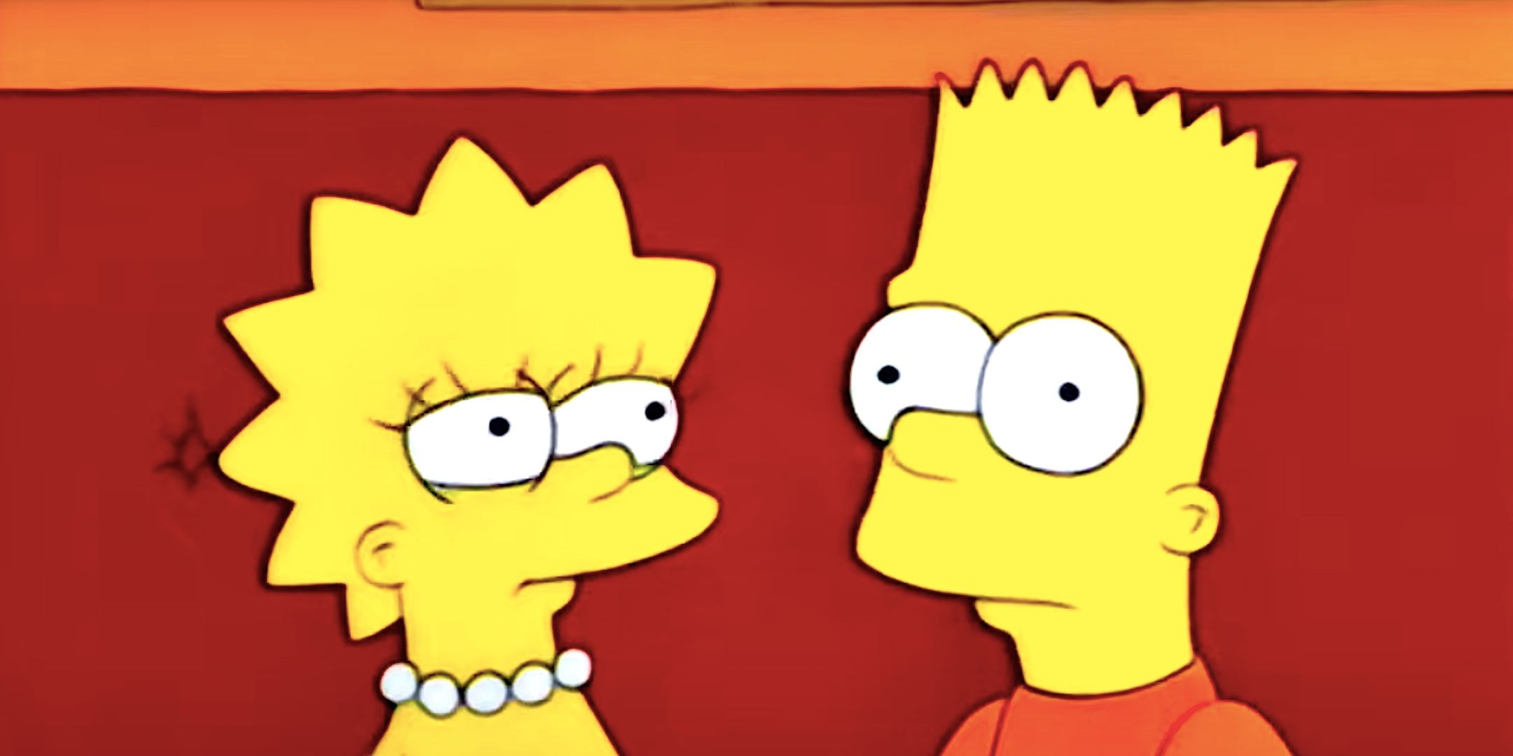 Lisa squints at Bart as he stares into the distance in The Simpsons season 7 episode 4