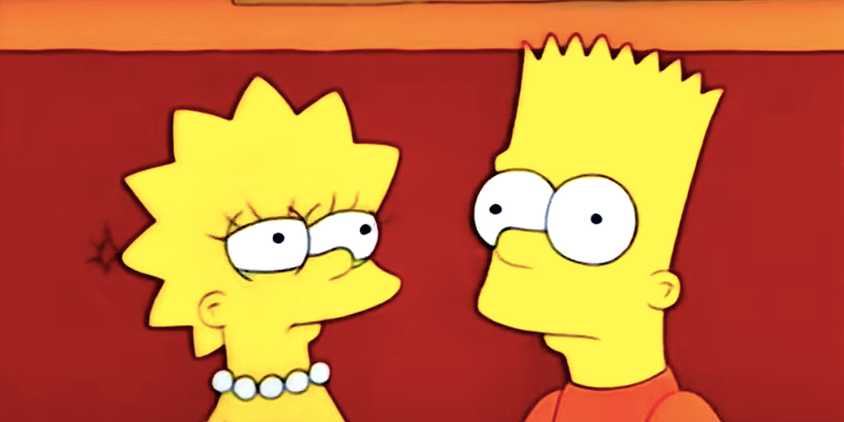Lisa squints at Bart as he stares into the distance in The Simpsons season 7 episode 4