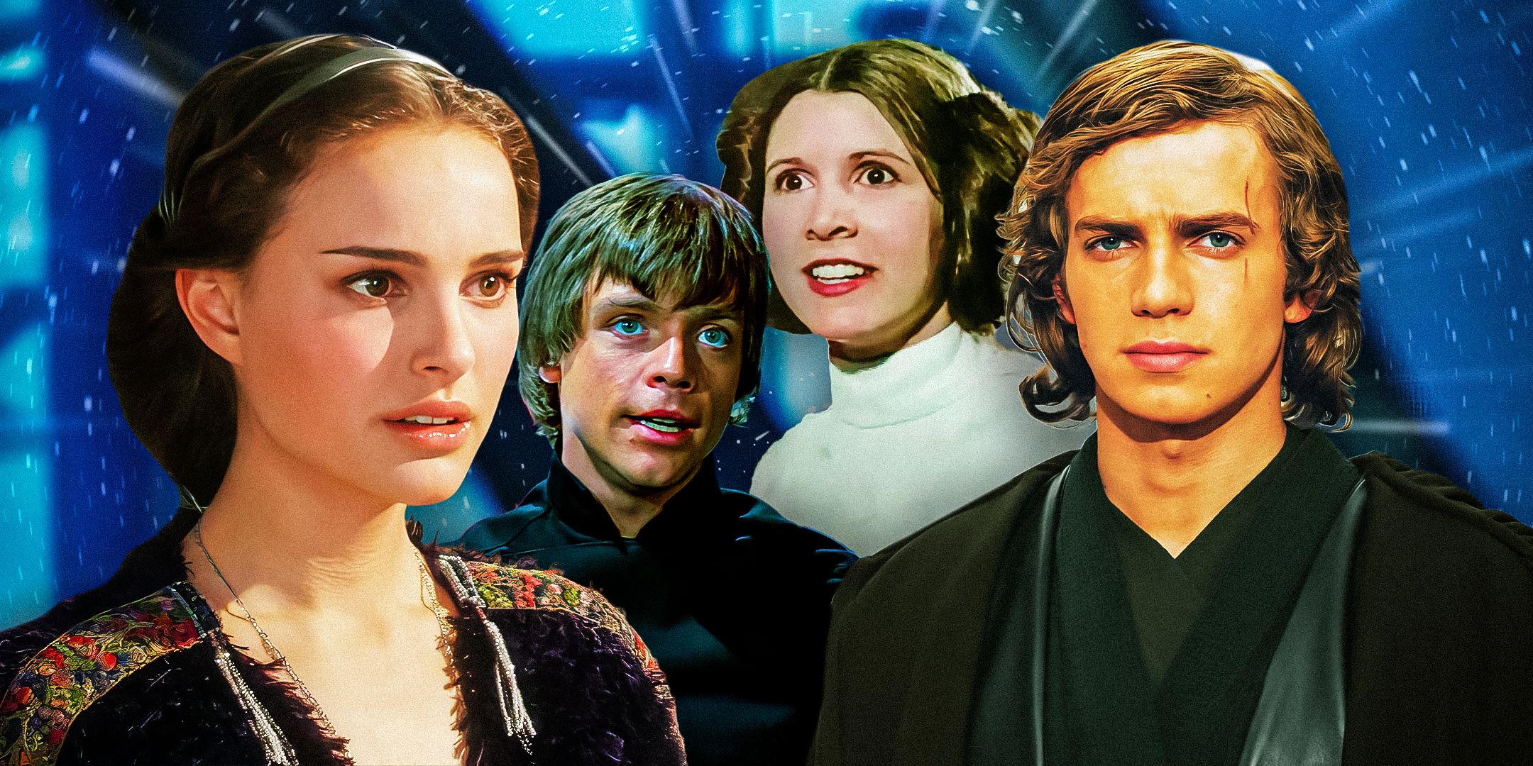 luke skywalker and leia organa in the original trilogy and pamde amidala and anakin skywalker in revenge of the sith