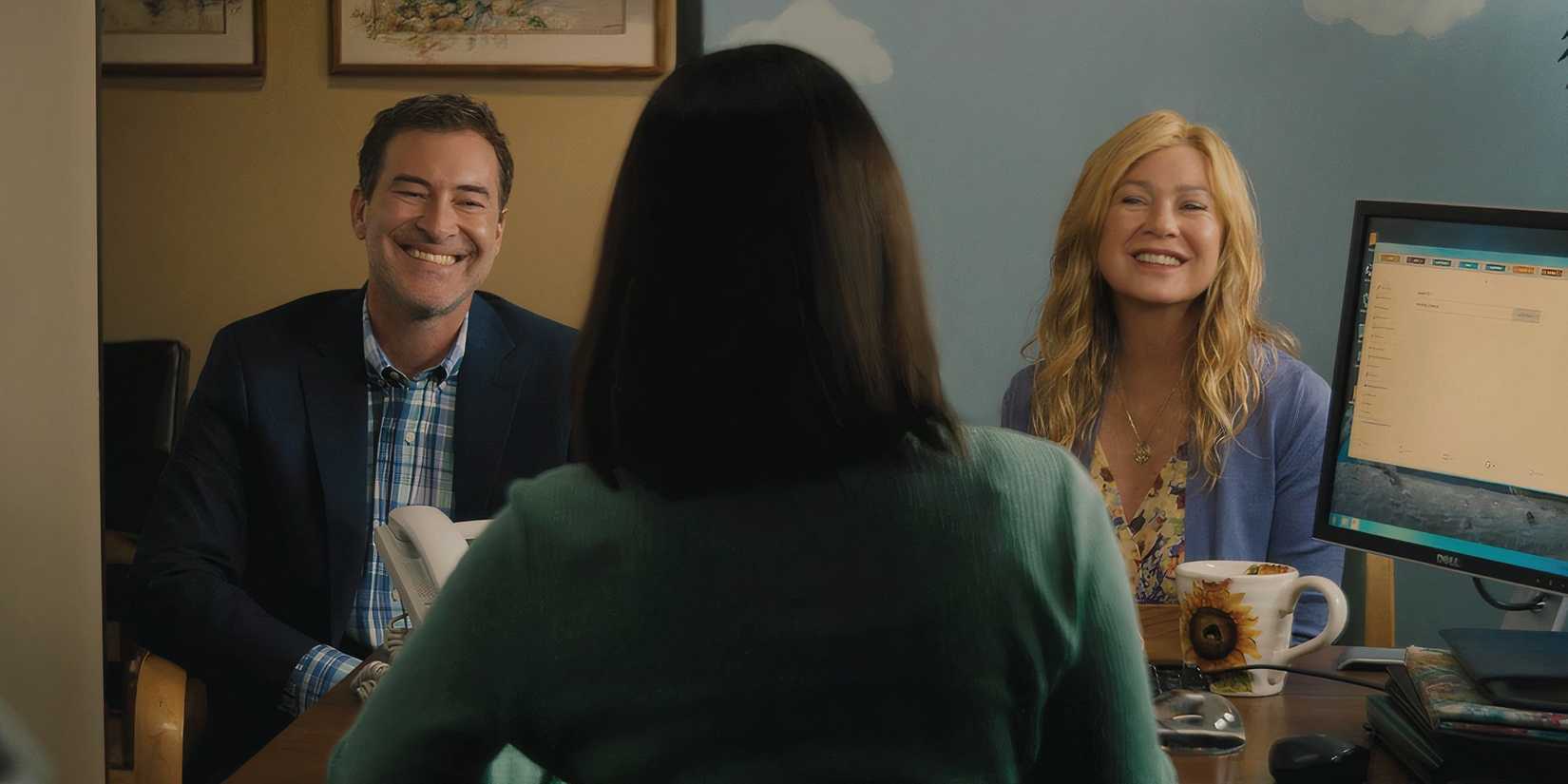 Actor Mark Duplass and actress Ellen Pompeo as Michael and Kristine Barnett in Hulu's Good American Family.