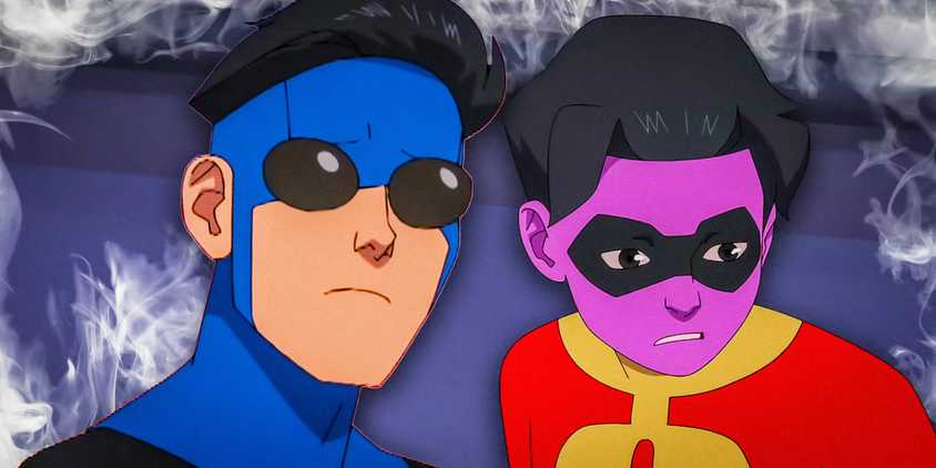 Mark Grayson and Oliver (Kid Omni-Man) looking sad in Invincible