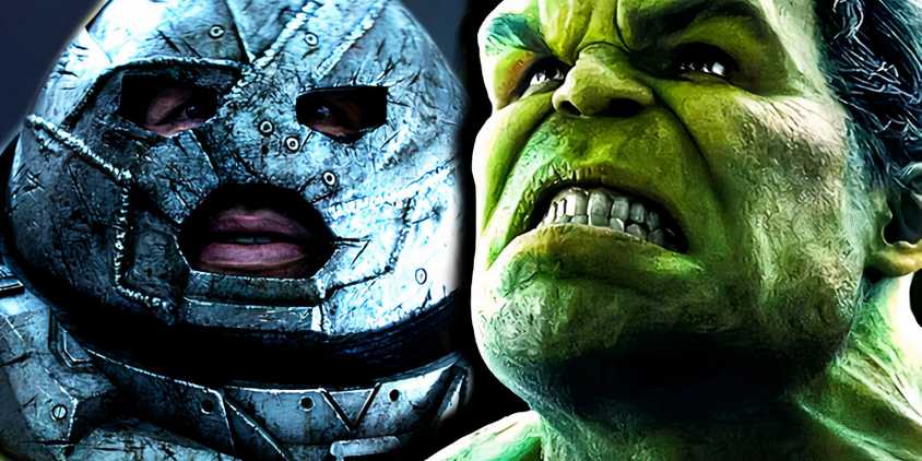 Mark Ruffalo's Hulk growls next to Ryan Reynolds' Juggernaut in the MCU