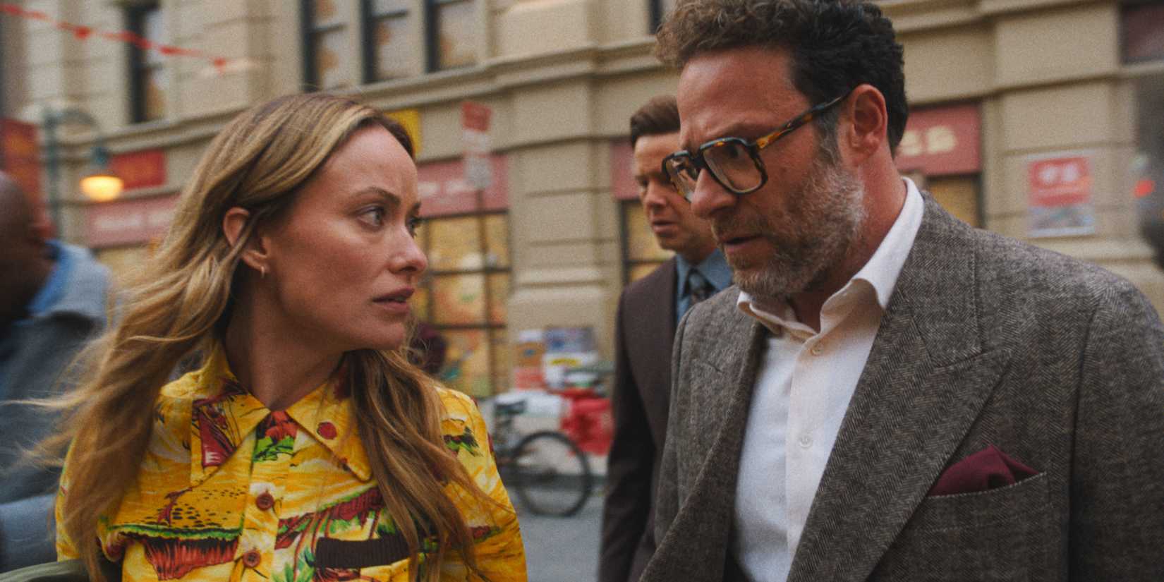 Matt and Olivia Wilde share a nervous glance in The Studio