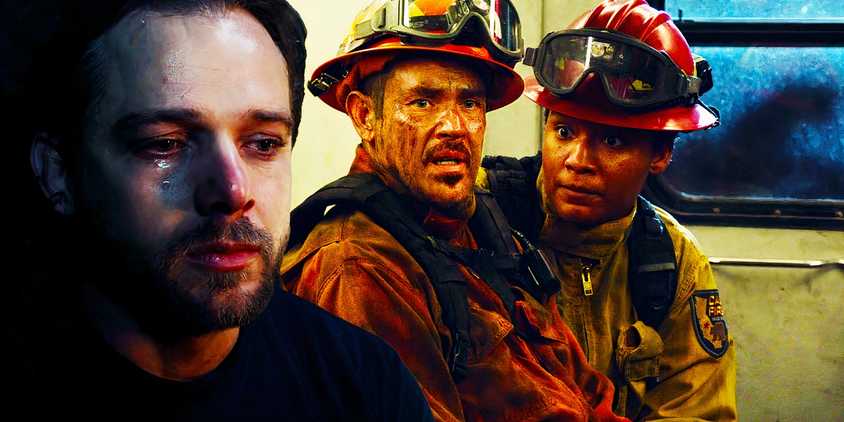 Max Thieriot as Bode Leone, Kevin Alejandro as Manny Perez and Jules Latimer as Eve Edwards in Fire Country season 3