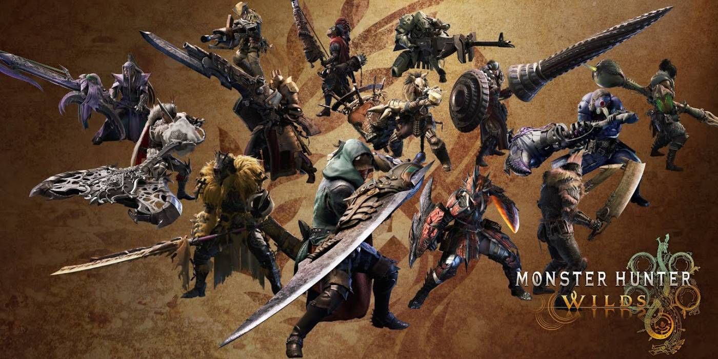 Monster Hunter Wilds Hunters com todas as armas do jogo