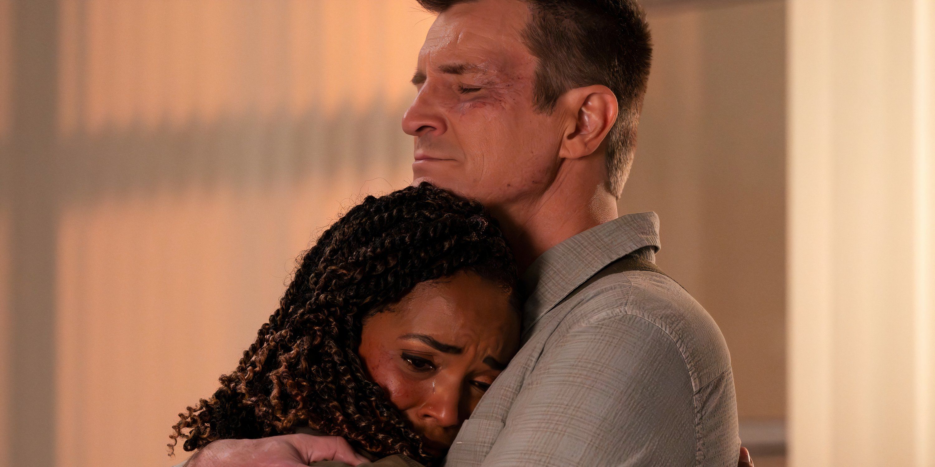 Mekia Cox as Nyla Harper and Nathan Fillion as John Nolan in The Rookie season 7, episode 9