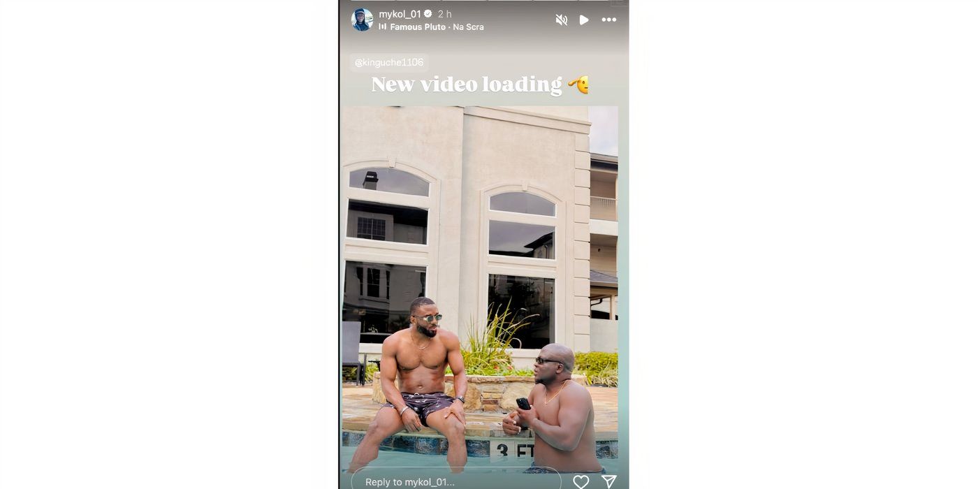 Michael ilesanmi in 90 Day Fiance on Instagram Stories pool photo with friend
