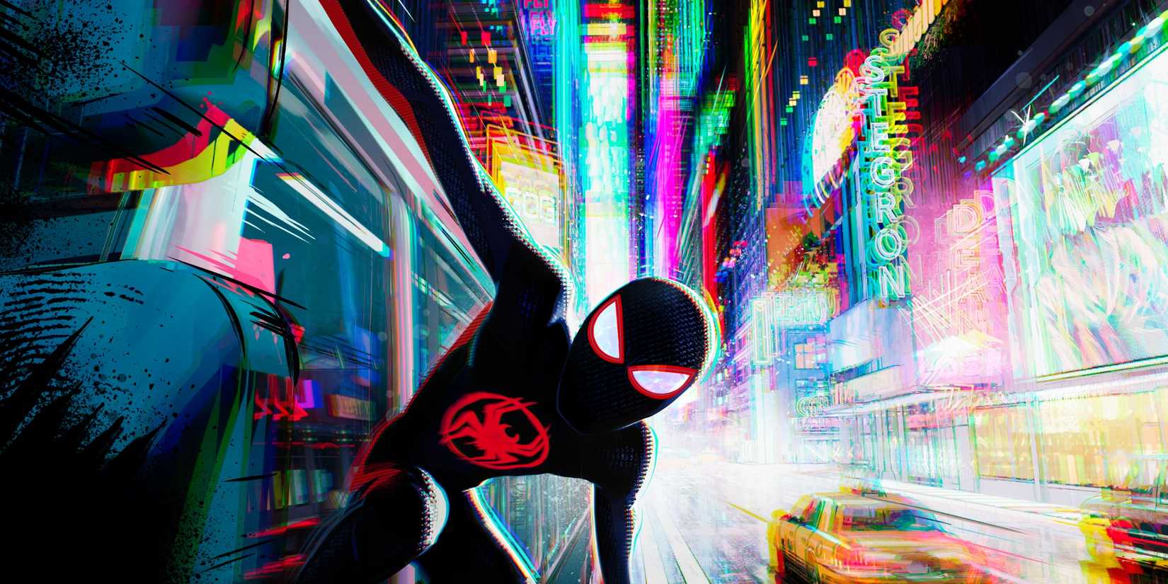 Miles Morales In Spider-Man Suit Clinging To A Wall In Spider-Man Beyond the Spider-Verse