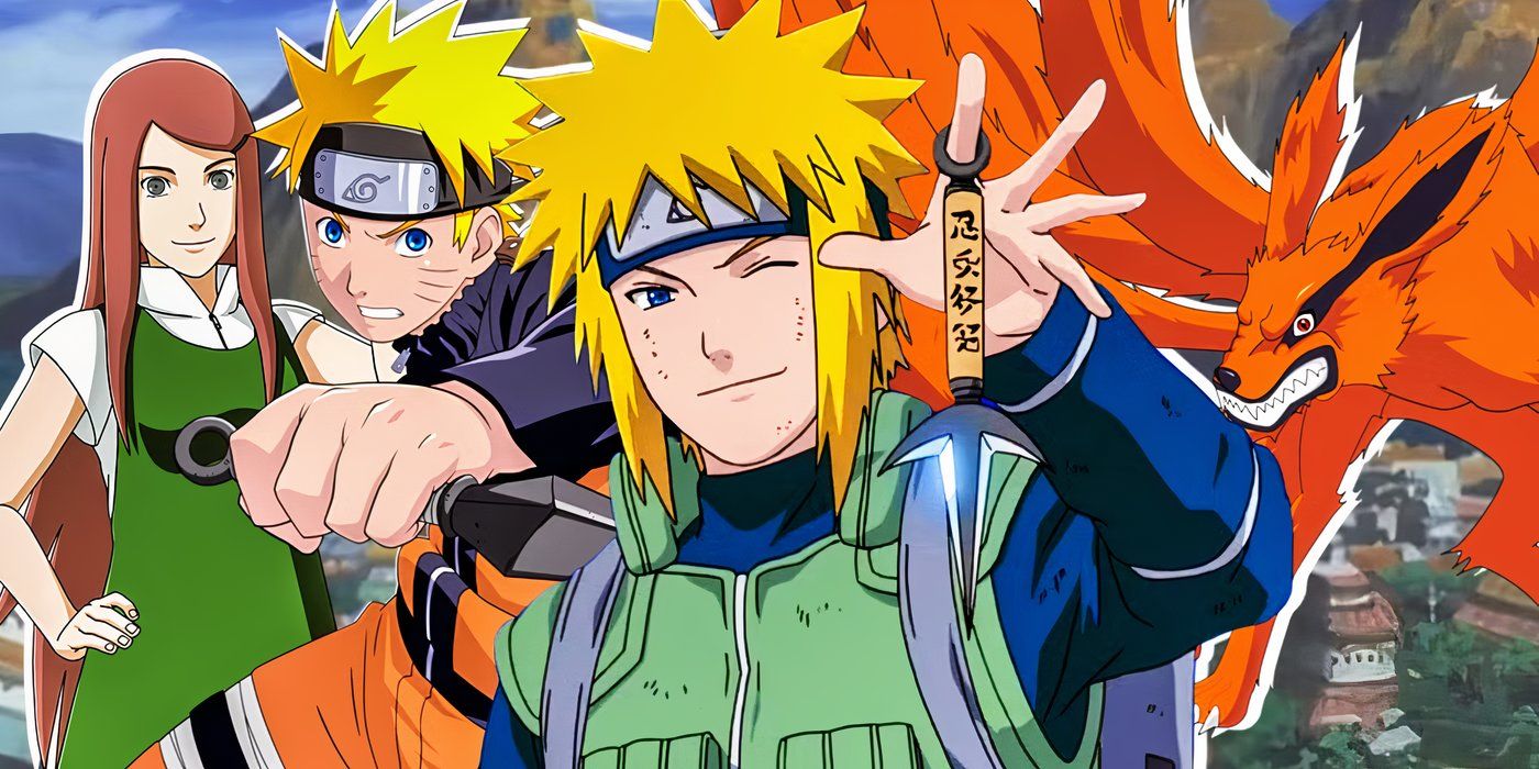 Minato Namikaze with Kushina Uzumaki and Naruto Uzumaki with Kurama