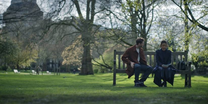 Sophie and James sitting on a bench