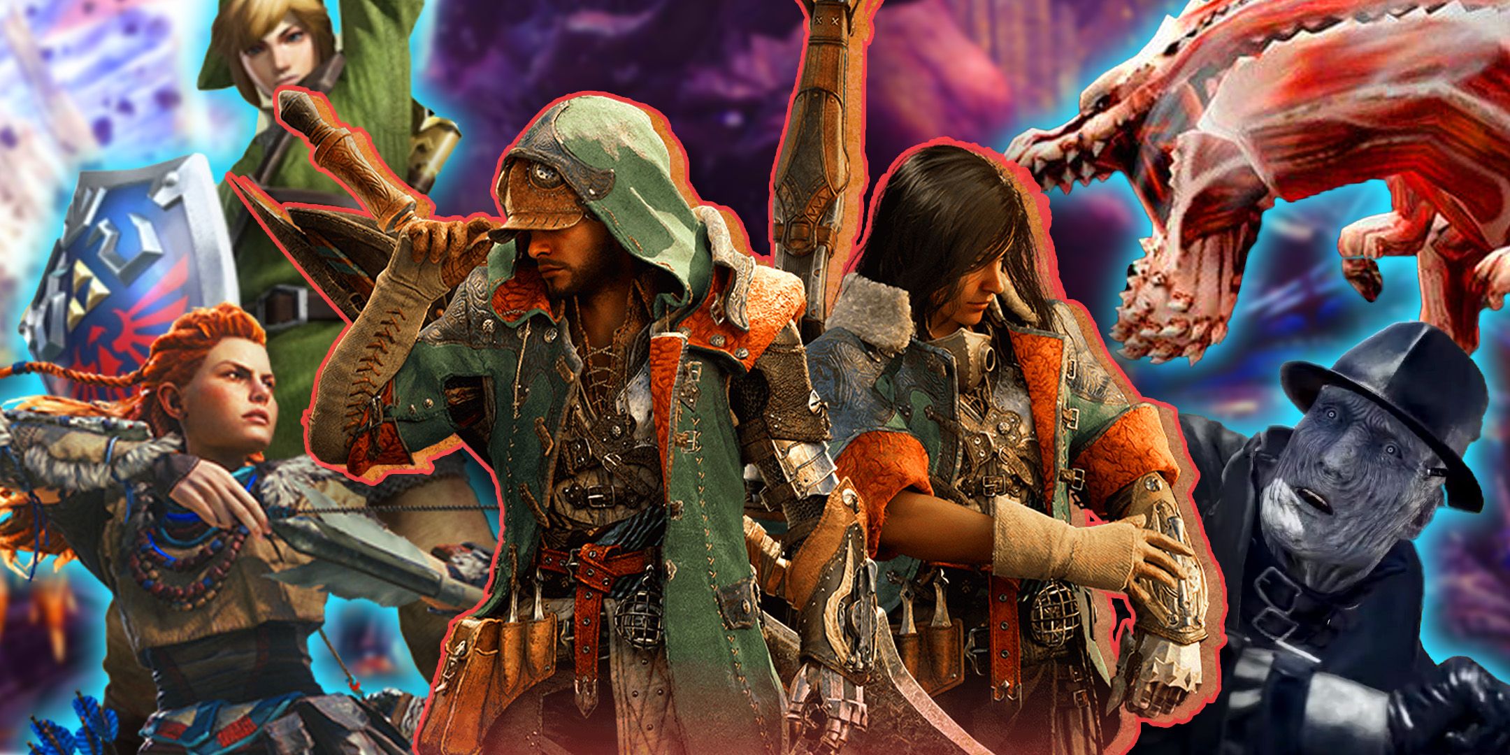 Monster Hunter Wilds Collaboration characters next to each other