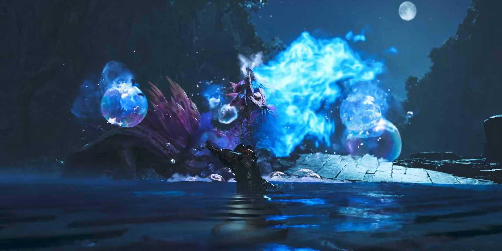 Monster Hunter Wilds Mizutsune Showcase attacks