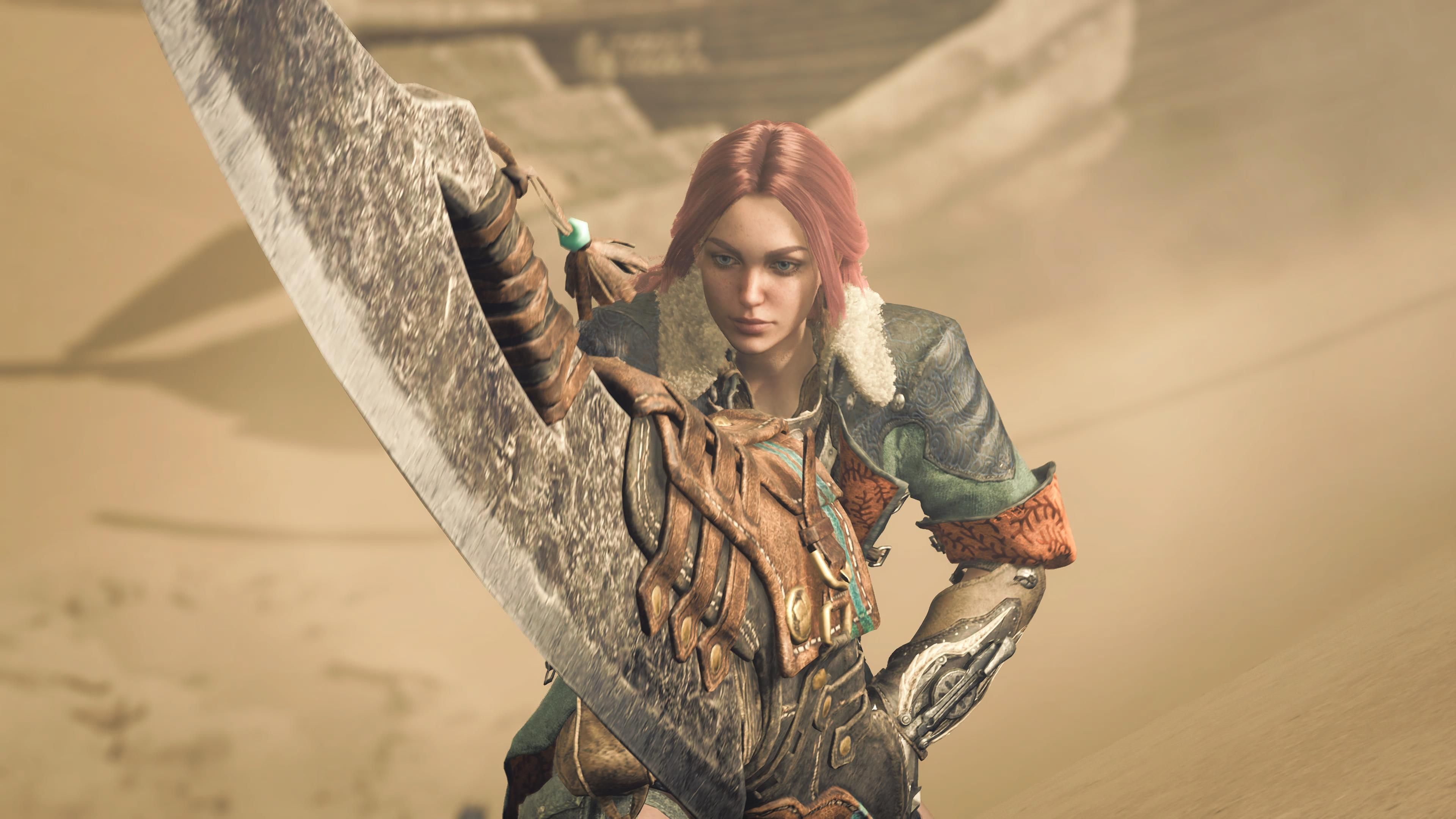 Monstet hunter wilds player brandishing a large sword