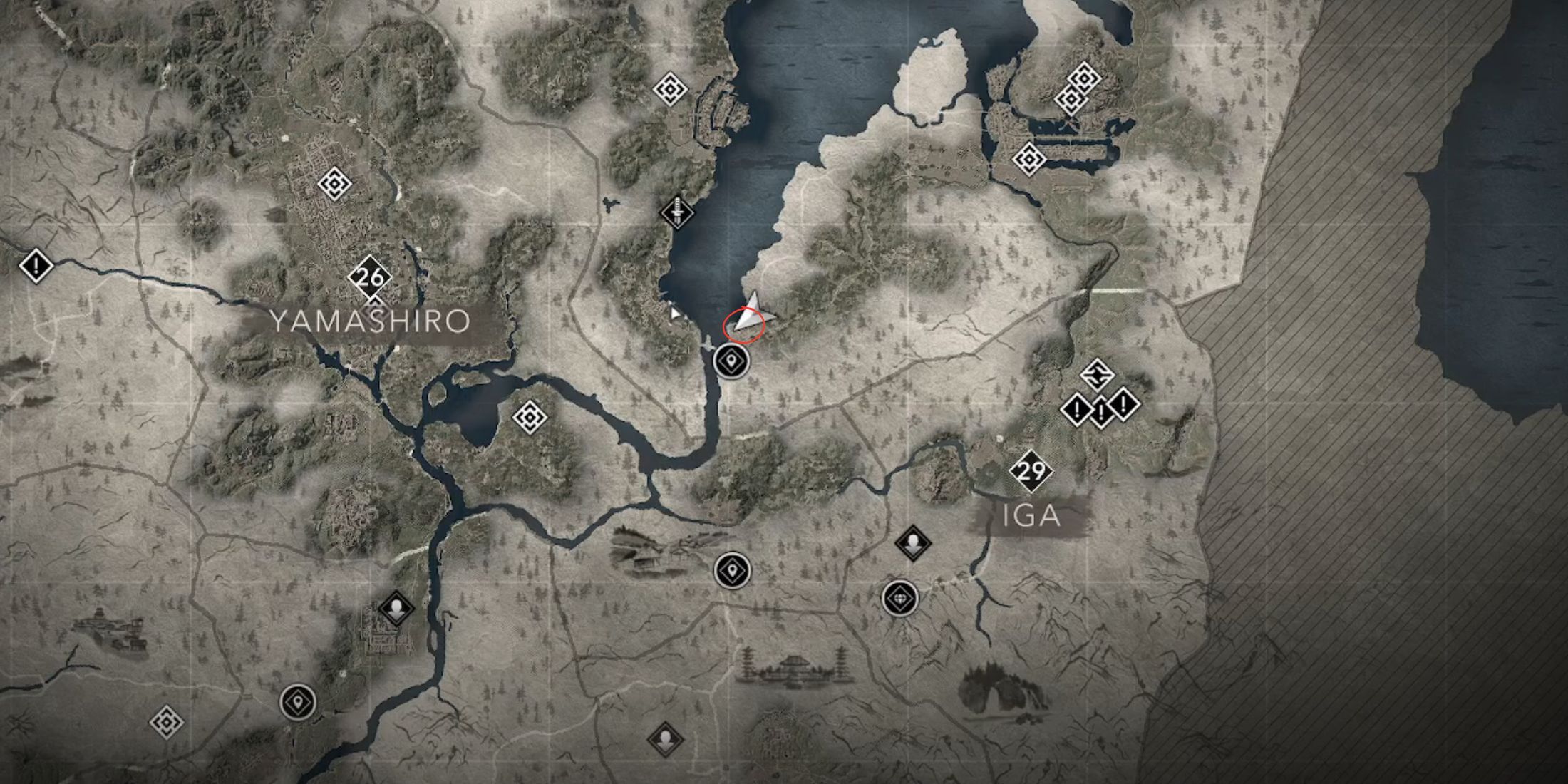 The Mouth Of Seta to the east of the Seta Bridge is shown on the map for AC Shadows.