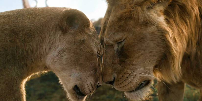 Mufasa and Afia touching heads in Mufasa: The Lion King (2024)