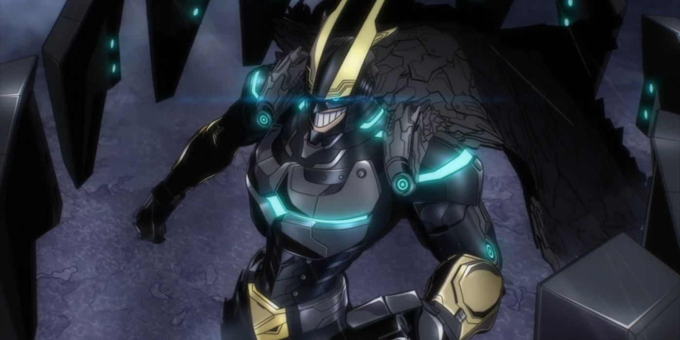Armored All Might powers up.