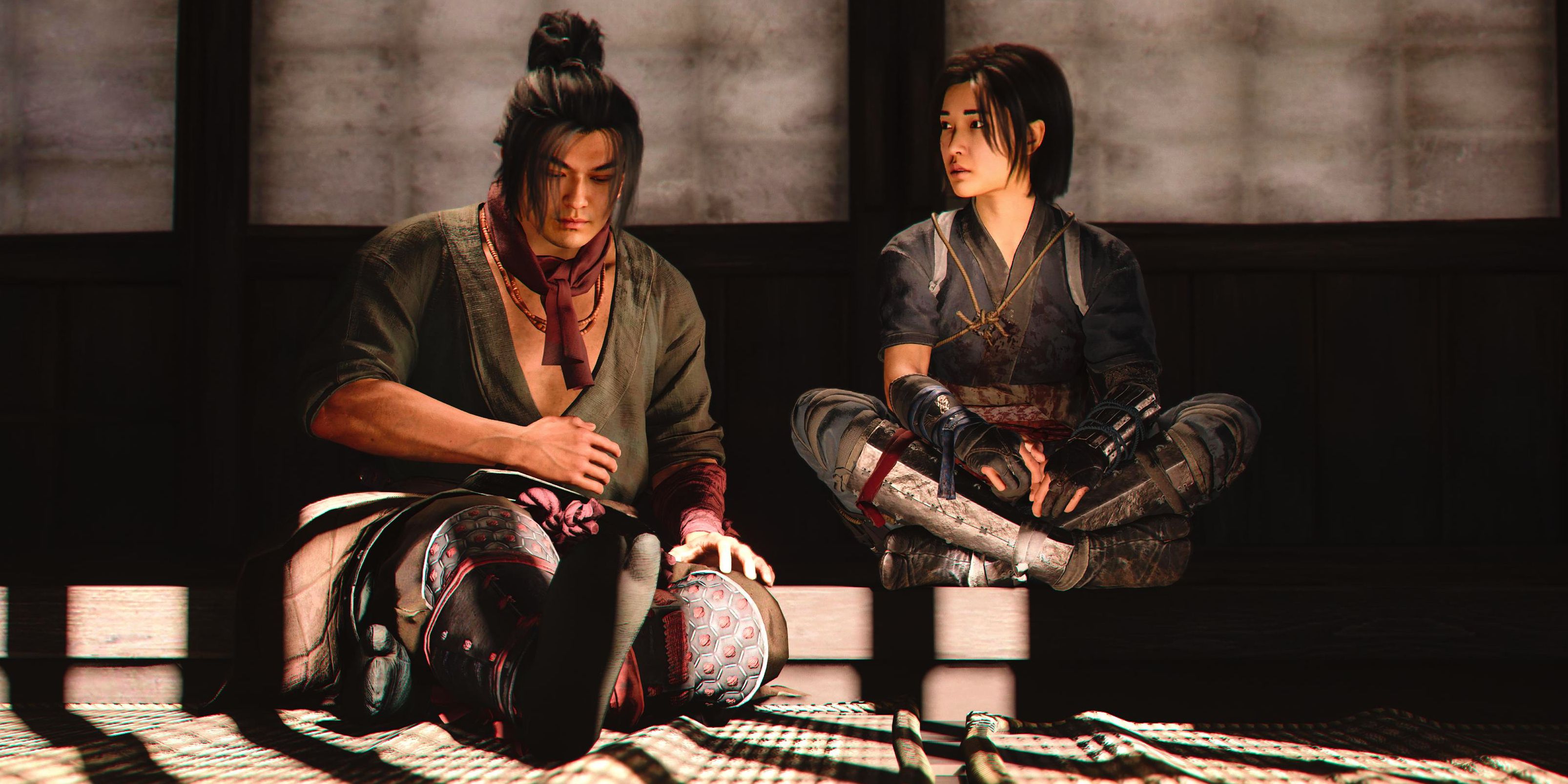 Naoe and Gennojo having a conversation in AC Shadows.