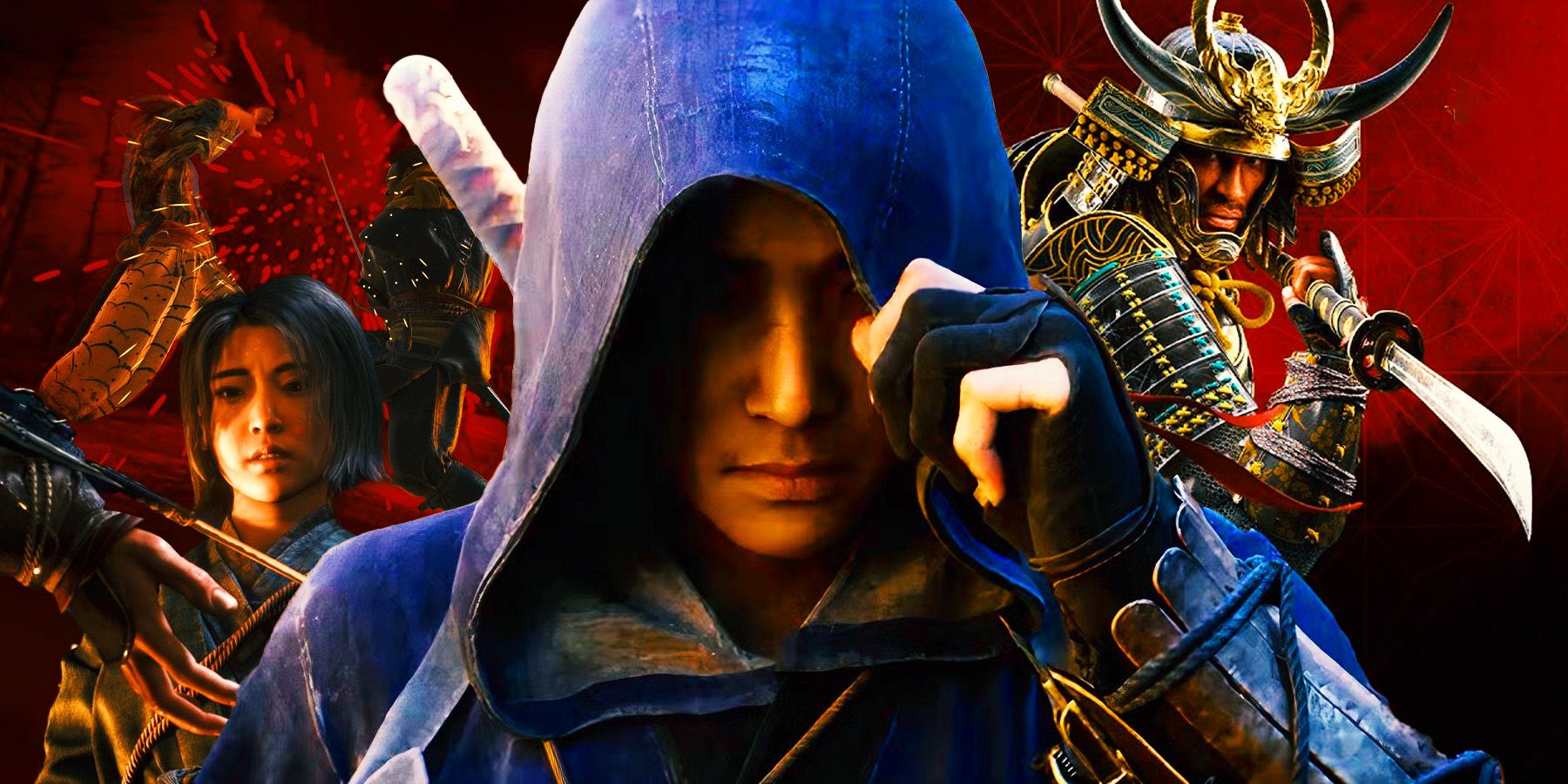 Naoe and Yasuke from Assasin's Creed Shadows with weapons and skills