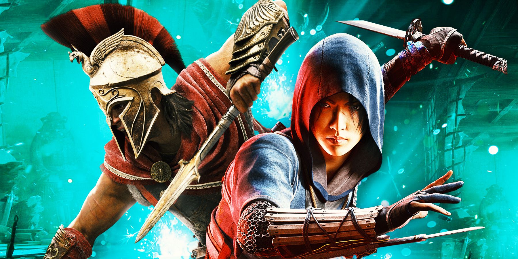 Naoe from Assasin&rsquo;s Creed Shadows with character from AC Odyssey