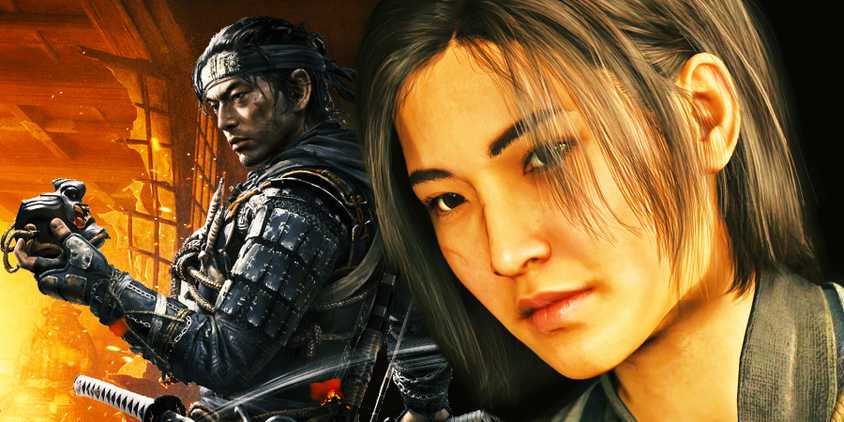 Naoe from Assassin's Creed Shadows smiling next to Jin from Ghost of Tsushima.