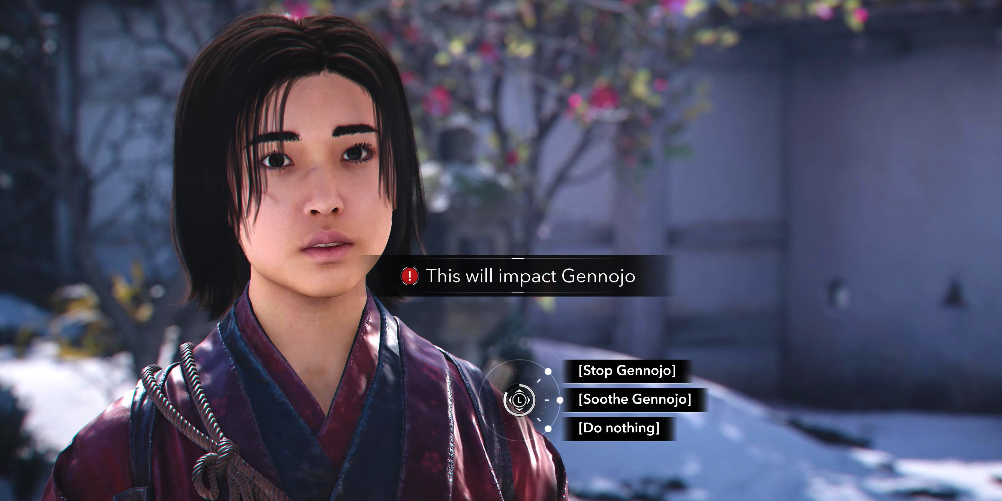 Naoe&rsquo;s final Gennojo choice in AC Shadows.