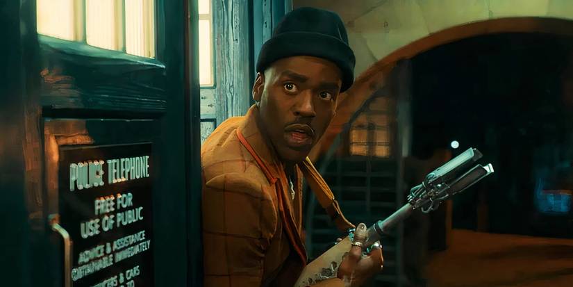 Ncuti Gatwa as Doctor Who exiting the TARDIS in season 15