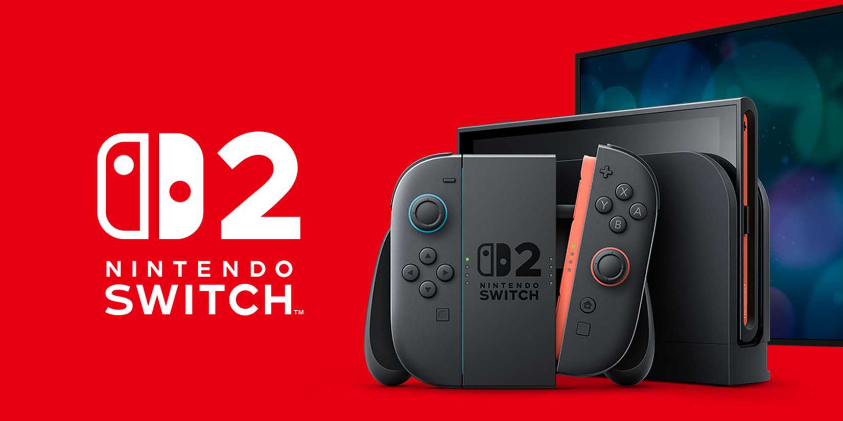 A Nintendo Switch 2 docked next to its logo.